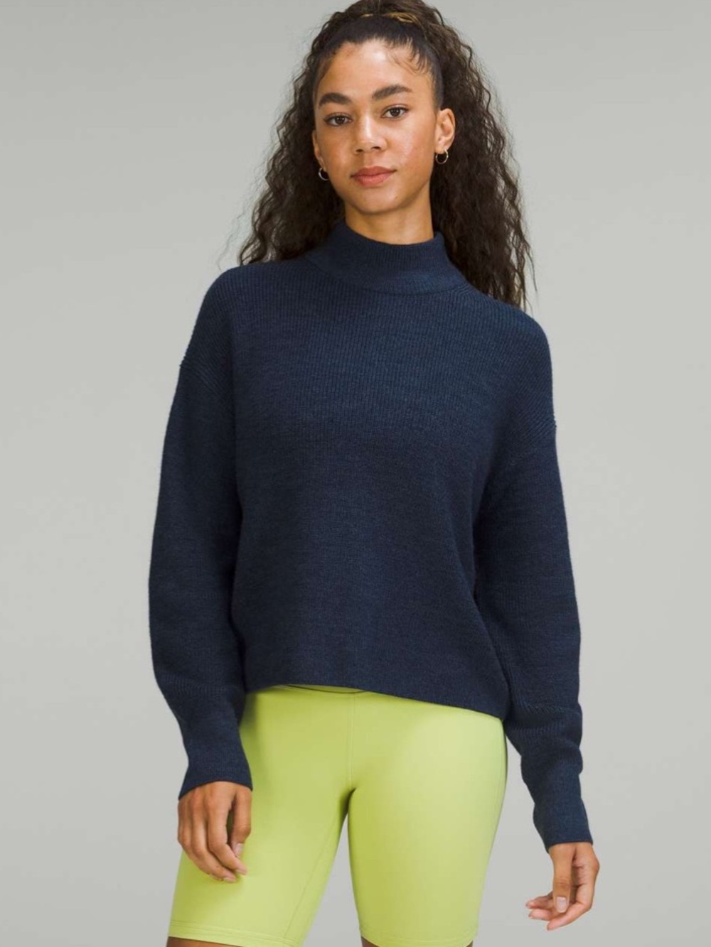 lululemon Merino Wool Blend Ribbed Turtleneck Sweater True Navy